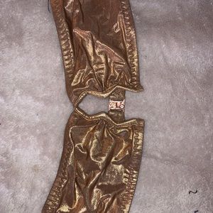 Gold Strapless Bikini Top